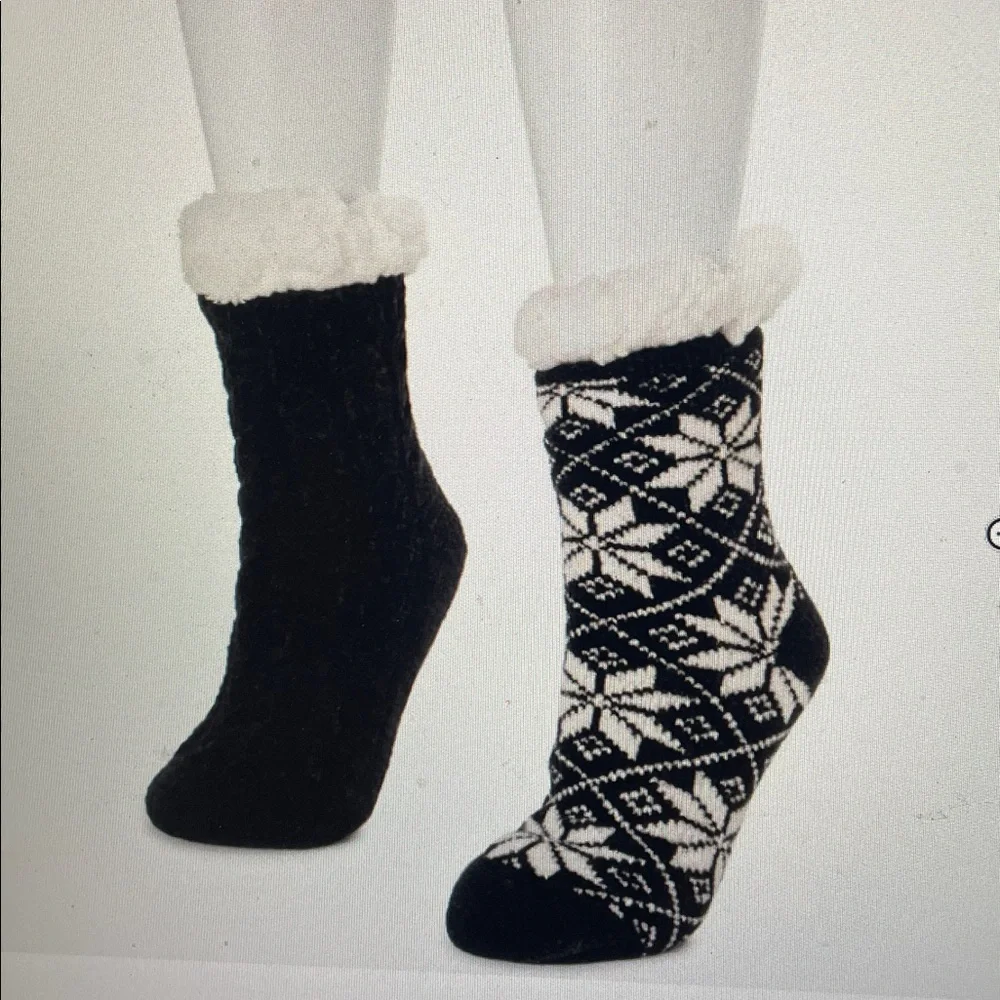 MUK LUKS 2 Pair Pack Cabin Socks Slippers * Non-Skid Bottom L/XL